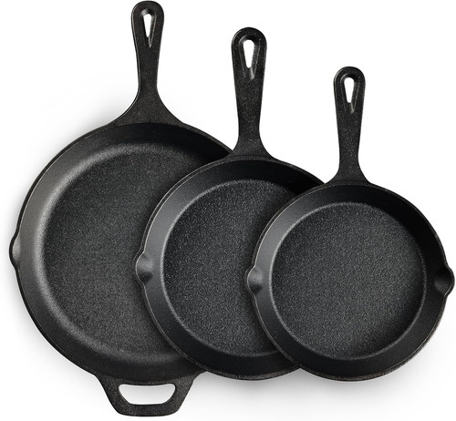 Cast iron skillet - cast, 3-piece