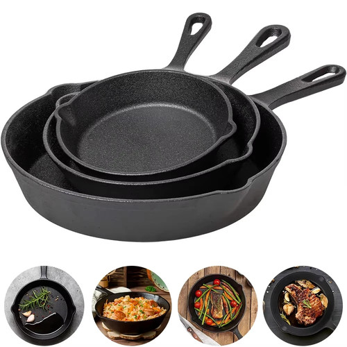 3pcs cast iron frying pan - 3pcs,