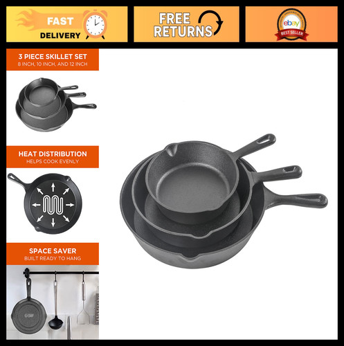 Piece pre seasoned - 3-piece, iron